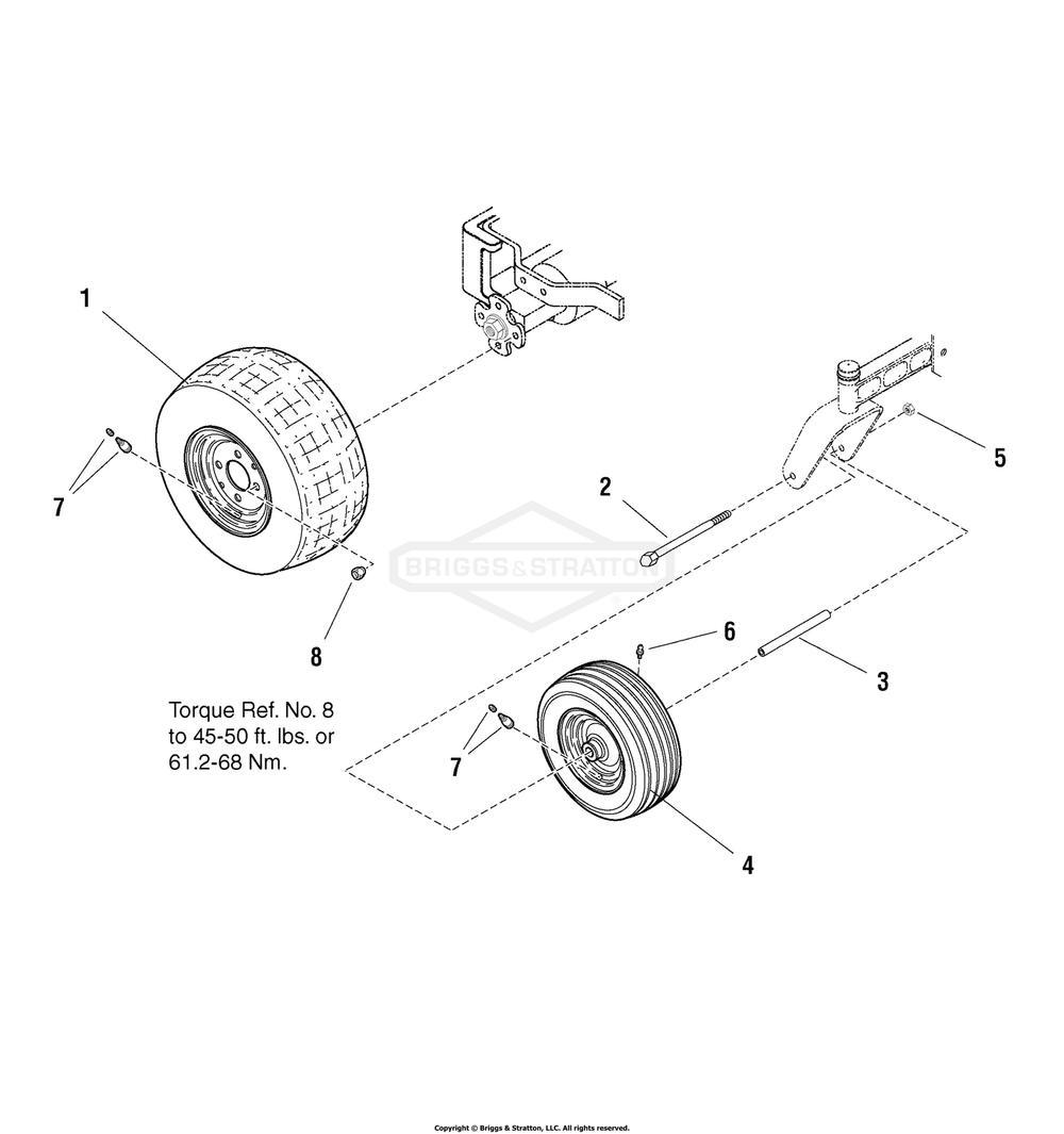 Wheel And Tire Group (W7501439) Diagram and Parts List for 7800538 (C950-60928-0)(2009) Briggs and Stratton Lawn Tractor